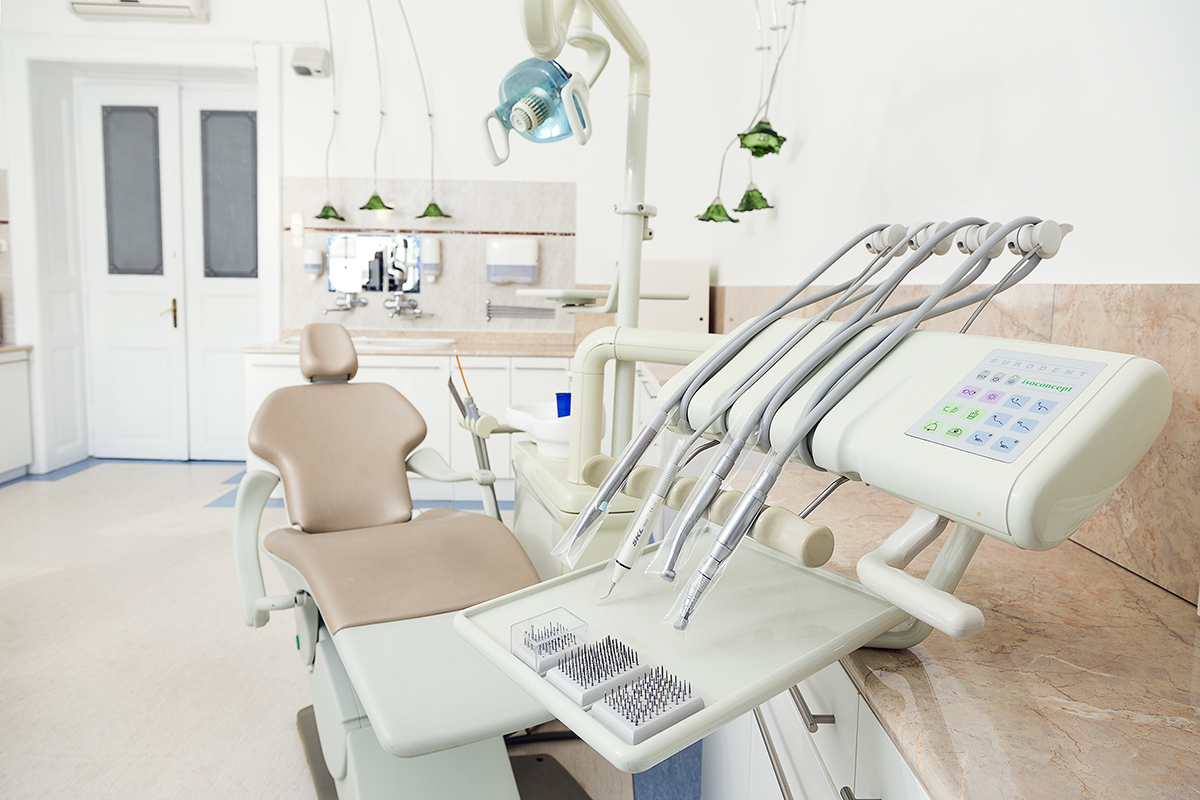 Dental instruments at a dentistry clinic in Budapest.